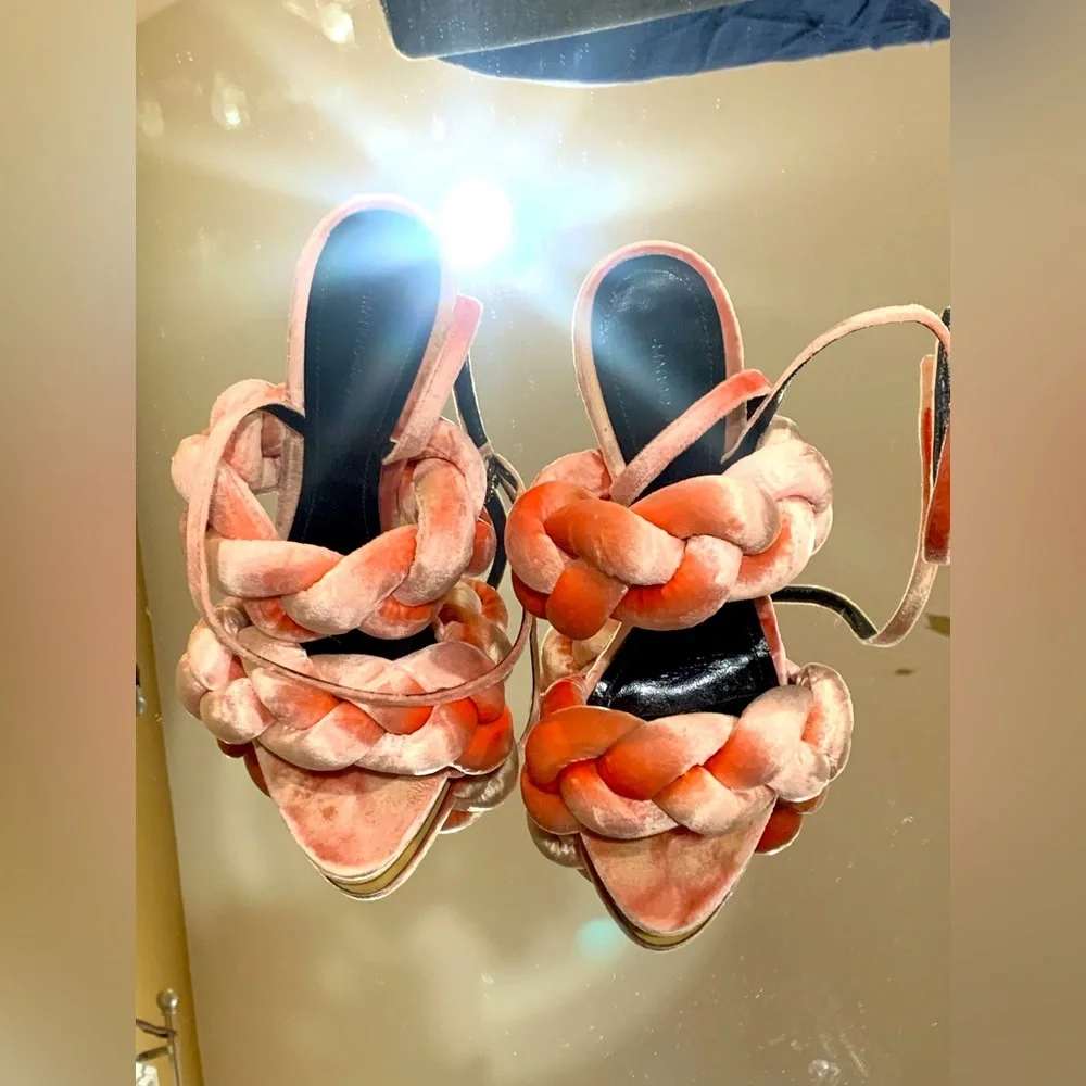 MARCO DE VINCENZO Velvet Sandals - PINK! - Picture 1 of 9